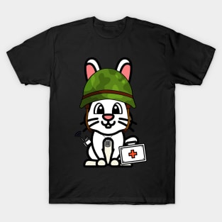 Funny white rabbit is a first aider T-Shirt